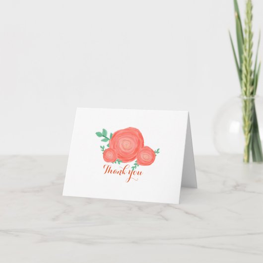 Gemalte orangefarbene Blumen Dankeskarten Dankeskarte (Vorderseite)