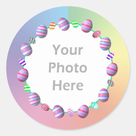 Gemalte Ostereier (Fotorahmen) Runder Aufkleber (Vorderseite)
