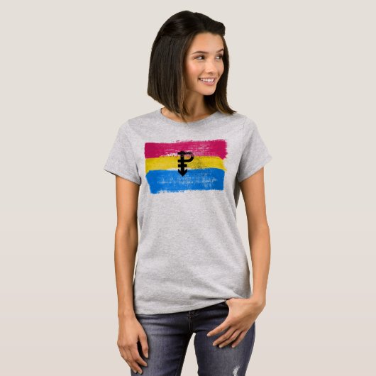 GEMALTE PANSEXUAL STOLZ-FLAGGE und SYMBOL T-Shirt (Vorne ganz)