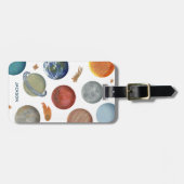 Gemalte Planeten und Name Gepäckanhänger (Vorderseite horizontal)