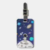 Gemalte Planeten und Name Gepäckanhänger (Vorderseite vertikal)