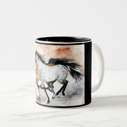 gemalte Ponys Zweifarbige Tasse (VorderseiteRechts)