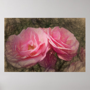 Gemalte rosa Rosen Poster