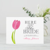 Gemalte rosa Tulpe-Brautparty-Party-Karte Einladung (Stehend Vorderseite)