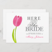 Gemalte rosa Tulpe-Brautparty-Party-Karte Einladung (Vorne/Hinten)