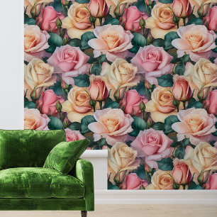 Gemalte Rose Blumige Blume Tapete