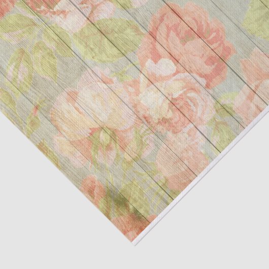 Gemalte Rosen auf antiken hölzernen Brettern Seidenpapier (Ausschnitt)