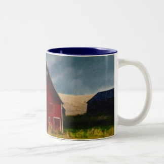 Gemalte rote Scheune Zweifarbige Tasse