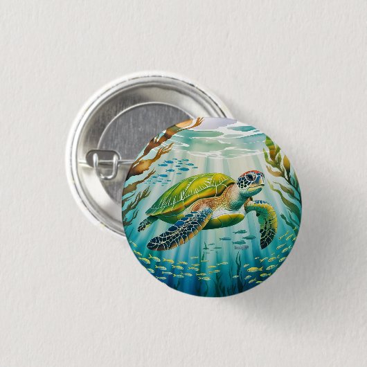 Gemalte Schildkröte Button (Vorne & Hinten)