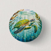 Gemalte Schildkröte Button (Vorderseite)