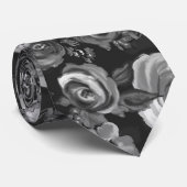 Gemalte schwarze u. weiße mit BlumenKrawatte Krawatte (Gerollt)