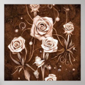 Gemalte Sepia-Rose Poster (Vorne)