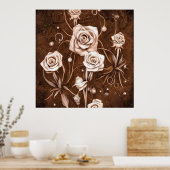 Gemalte Sepia-Rose Poster (Küche)