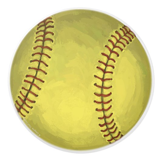 Gemalte Softball-Kunst Keramikknauf (Vorderseite)