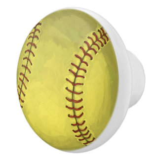 Gemalte Softball-Kunst Keramikknauf