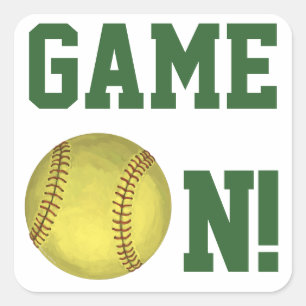 Gemalte Softball-Kunst Quadratischer Aufkleber