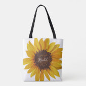 Gemalte Sonnenblume Dein Name Tasche (Rückseite)
