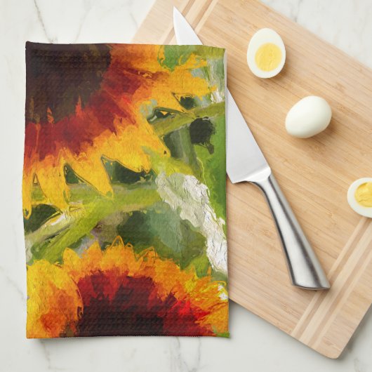 Gemalte Sonnenblume Handtuch (Viertel Falte)