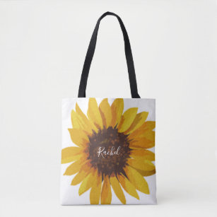 Gemalte Sonnenblume Ihr Name Tasche