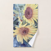 Gemalte Sonnenblumen mit einer Biene Handtuch (Handtuch)