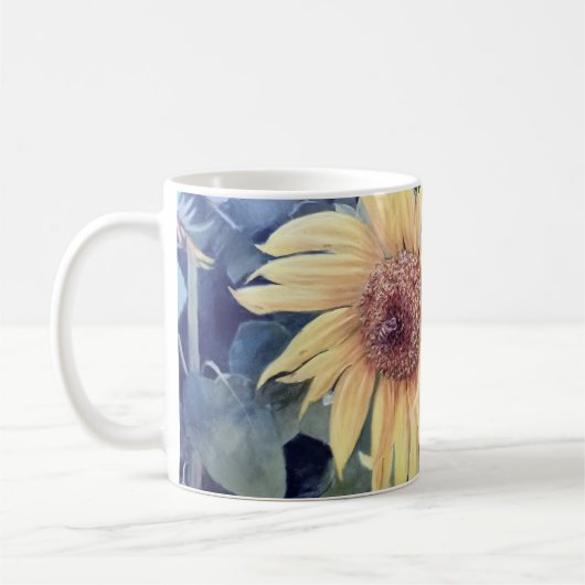 Gemalte Sonnenblumen mit einer Biene Kaffeetasse (Links)