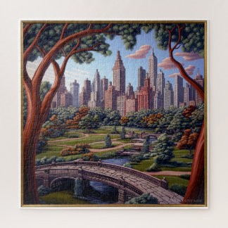 GEMALTE SZENE EINES STADTparks um 1900 Puzzle