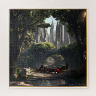 GEMALTE SZENE EINES STADTparks um 1900 Puzzle