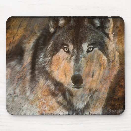 Gemalte Timberwolf-Mausunterlage Mousepad (Vorne)