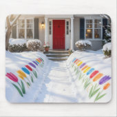 Gemalte Tulpen in Schneebänken Mousepad (Vorne)