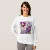 Gemalte violette Rosen T-Shirt (Vorne ganz)