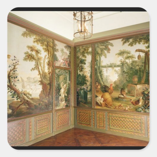 Gemalte Wandpaneele im Salon von Gille Quadratischer Aufkleber (Vorderseite)