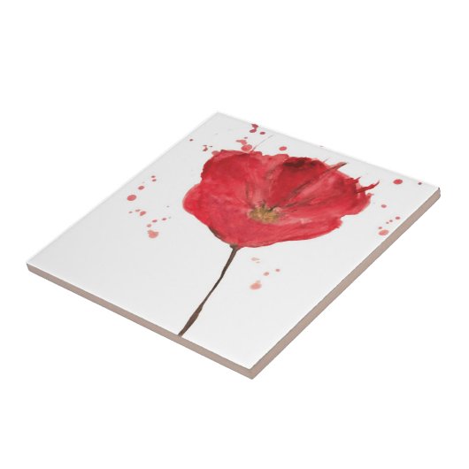 Gemalte Watercolormohnblumen-Blume 2 Fliese (Seite)