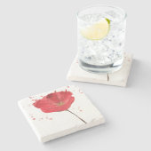 Gemalte Watercolormohnblumen-Blume 2 Steinuntersetzer (Seitenansicht)