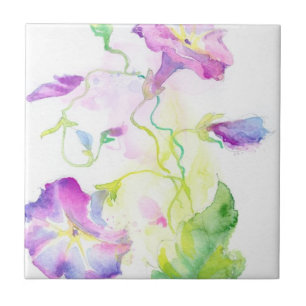 Gemalte Watercolorwinden-Blumen Fliese