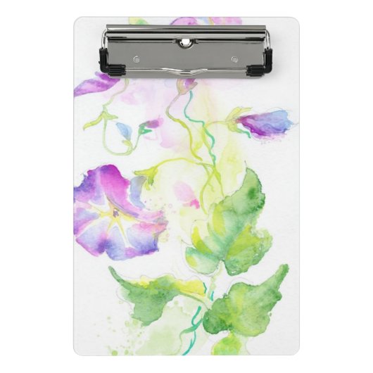 Gemalte Watercolorwinden-Blumen Mini Klemmbrett (Vorderseite)