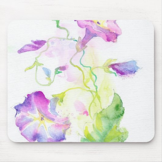 Gemalte Watercolorwinden-Blumen Mousepad (Vorne)