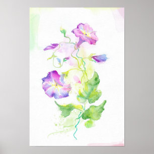 Gemalte Watercolorwinden-Blumen Poster