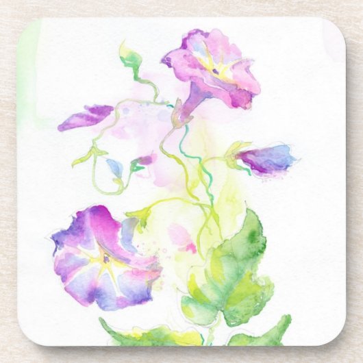 Gemalte Watercolorwinden-Blumen Untersetzer (Vorderseite)