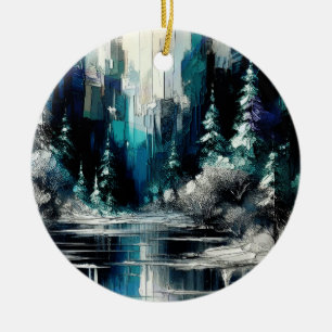 Gemalte Winterstadt Szene 1006 Keramik Ornament