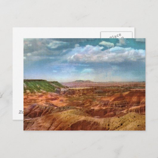 Gemalte Wüsten-Vintage Postkarte (Vorne/Hinten)