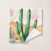 Gemalte Wüstenblüten Badhandtuch Set (Waschlappen)