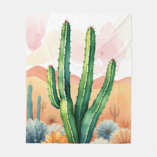 Gemalte Wüstenblüten Fleecedecke (Vorderseite)