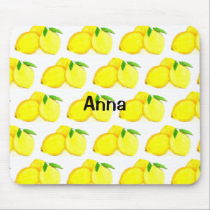 Gemalte Zitronen Gelbes Fruchtmuster Wasserfarbe Mousepad