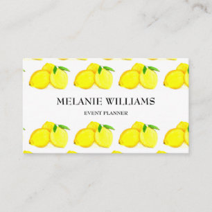 Gemalte Zitronen Gelbes Fruchtmuster Wasserfarbe Visitenkarte