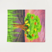 Gemalte Zitronen und Orangenbäume - Abstrakter Bau Wandteppich (Vorderseite (Horizontal))