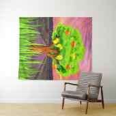 Gemalte Zitronen und Orangenbäume - Abstrakter Bau Wandteppich (Beispiel (Horizontal))