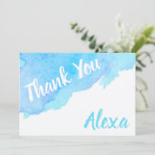 Gemalter Aquarell-Blau-Türkis Dankeskarte (Stehend Vorderseite)