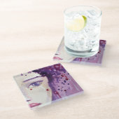 Gemalter Aquarell-Hintergrund Glasuntersetzer (Schrägansicht)