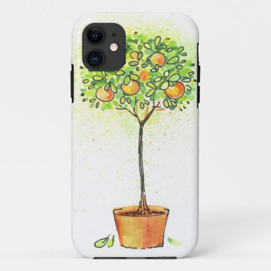 Gemalter Aquarellzitrusfruchtbaum im Topf Case-Mate iPhone Hülle (Rückseite)