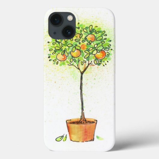 Gemalter Aquarellzitrusfruchtbaum im Topf Case-Mate iPhone Hülle (Rückseite)